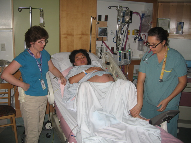 Our doula Susan and attending nurse Kate. My advice: get a doula. They are great.
