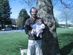 Haley and daddy by a tree