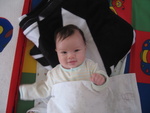 Haley in playpen