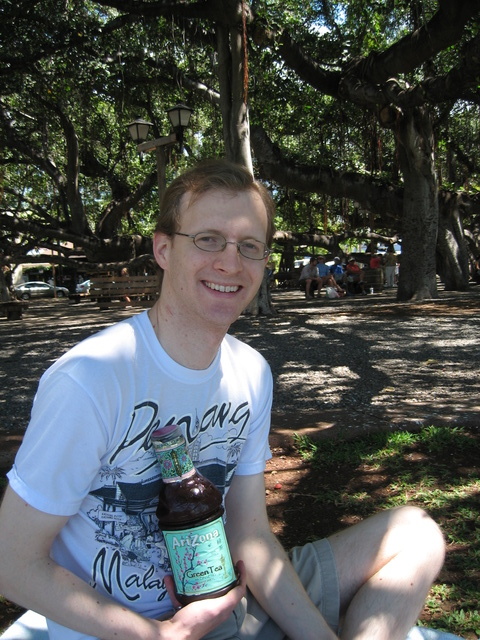 Jesse with Arizona Iced Tea bottle. Why can't they sell these in Canada?