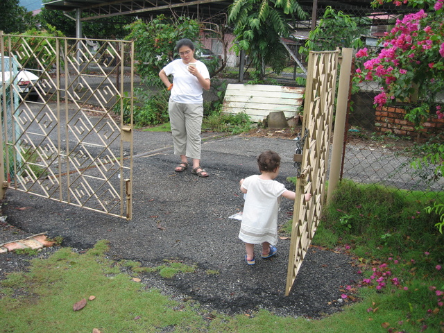 Haley working the gate at goo po's house